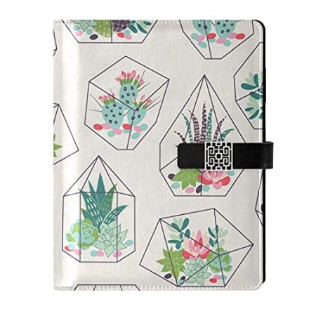 Colorful Cannabis Leaves on Black Refillable Journal Writing Notebook, PU Leather Hardcover Diary Note Book, Planner A5 Ruled Notepad for Agenda with Pen Holder