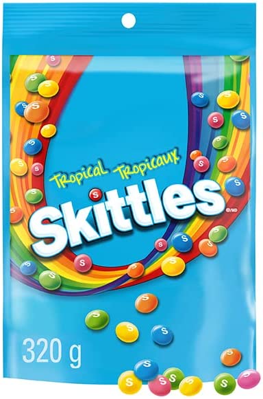 Skittles Tropical, Chewy Candy Bowl Size Bag, 1 Pack, 320g Per Pack
