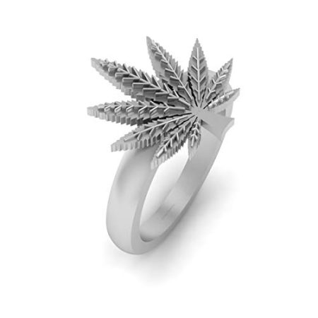 Solid 925 Sterling Silver Marijuana Ring Cannabis Leaf Ring Marijuana Engagement Ring