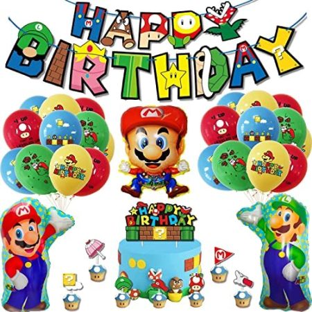 Super Marion Birthday Party Supplies, Super Marion Party Decoration Balloons, Marion Bros Themed Birthday Party Decorations, Cartoon Balloons Decoration for Kids Birthday Party