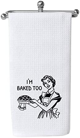 WCGXKO Baking Gift I’m Baked Too Cute Housewarming Gift Novelty Dish Towel Kitchen Decor for Mom Sister Friend (Baked Too towelCA)