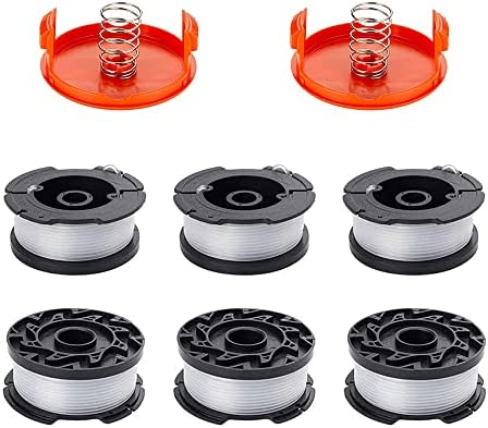 AF-100 Spool Replace AF100 AF-100-3ZP AF-100-BKP Compatible with GH900 GH600 GH610 String Trimmer Line Replacement Spool Refills, Black and Weed Eater Spool（6 Spools+2 Caps+2 Springs）