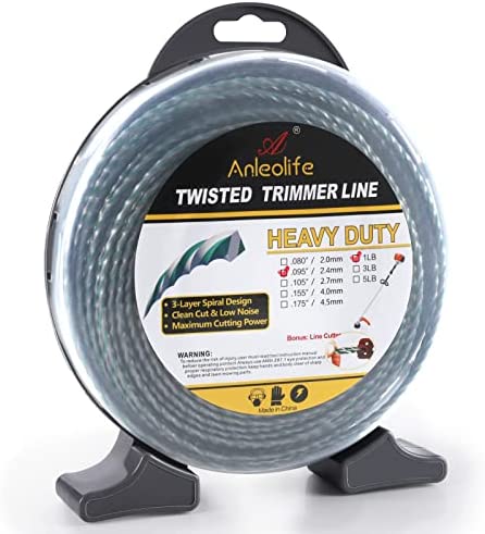 A ANLEOLIFE 1-Pound Heavy Duty Twisted .095-inch-by-393-ft Dual Core String Spiral Trimmer Line Donut,with Bonus Line Cutter
