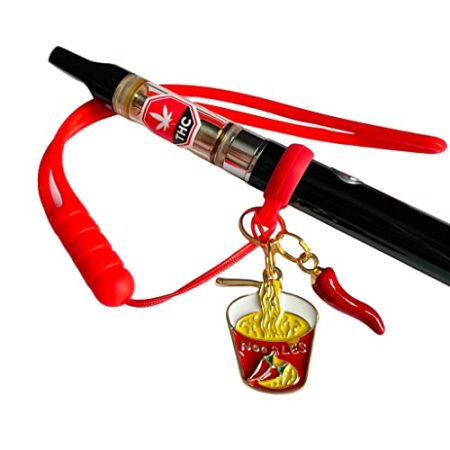 Vape Charm with Wrist Strap, Vape Pen Holder with Charms, Cute Stoner 420 Gift, Anti Loss Vape Charm Wristlet (Spicy Ramen)